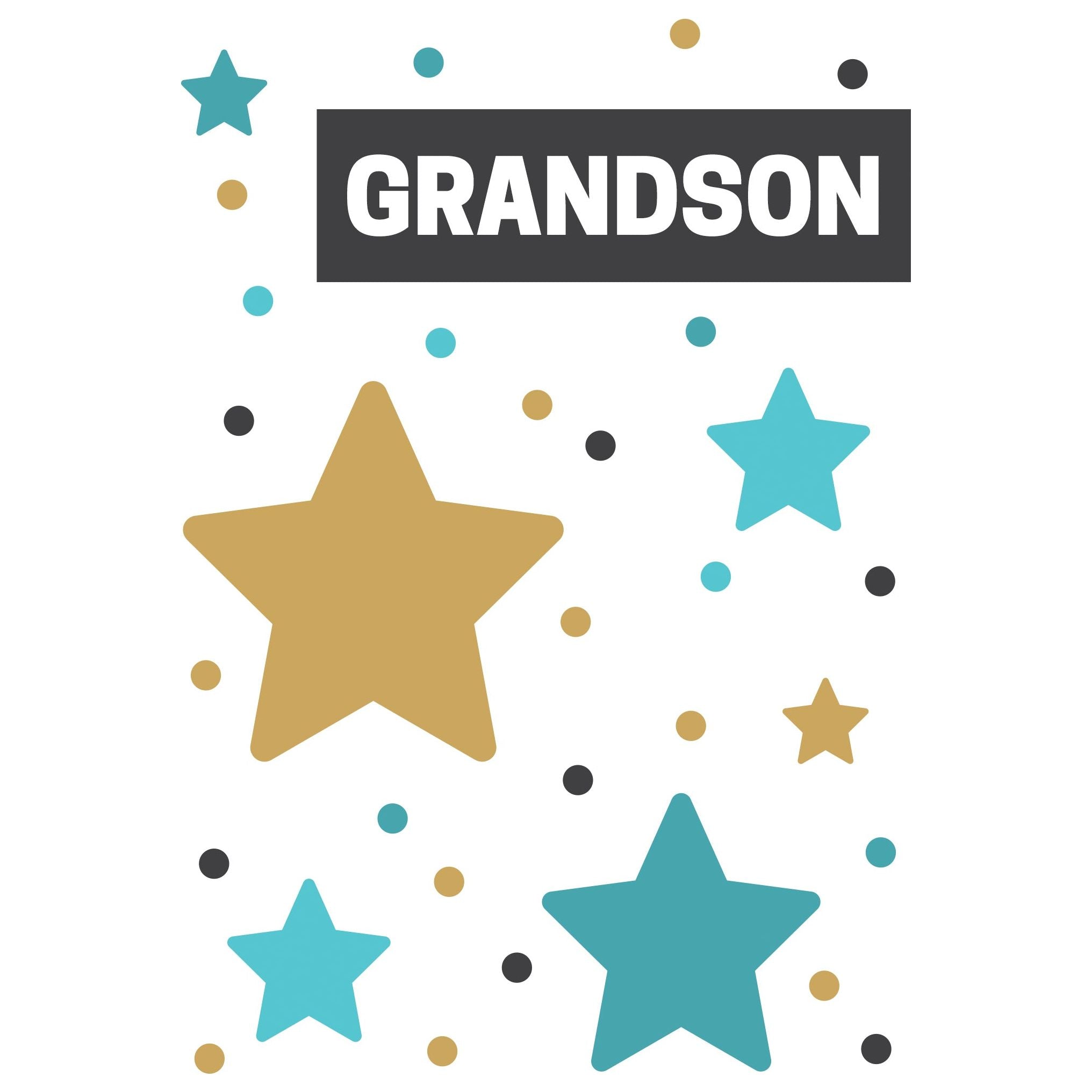 Pictura Stars Birthday Card for Grandson, part of Everyday Cards collection, featuring colorful star designs and celebratory message.